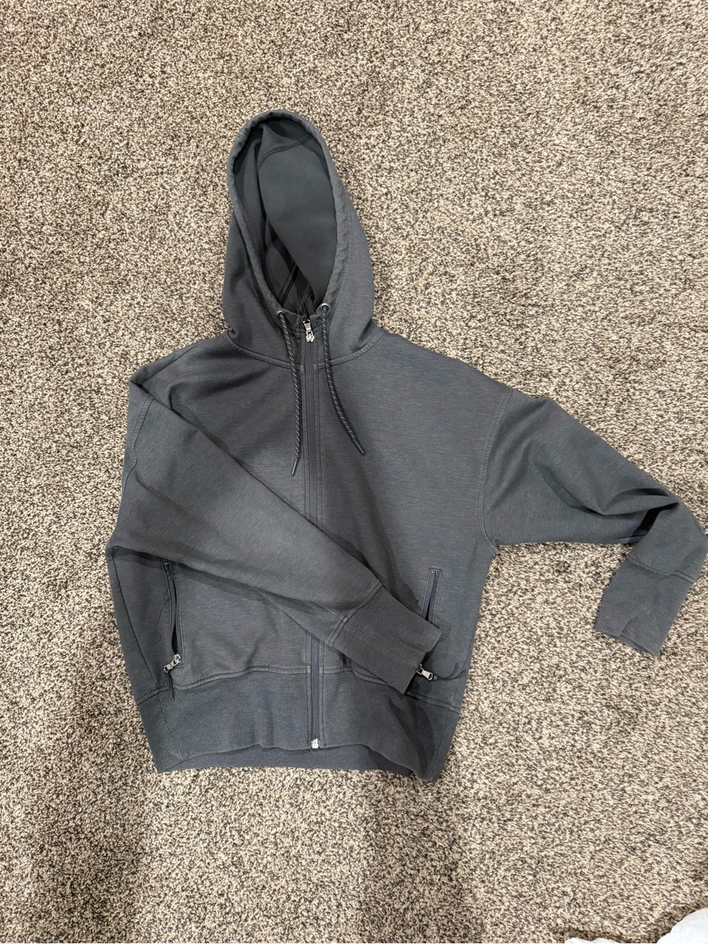 Old Navy Women's Charcoal Gray Teddy Jacket Hoodie